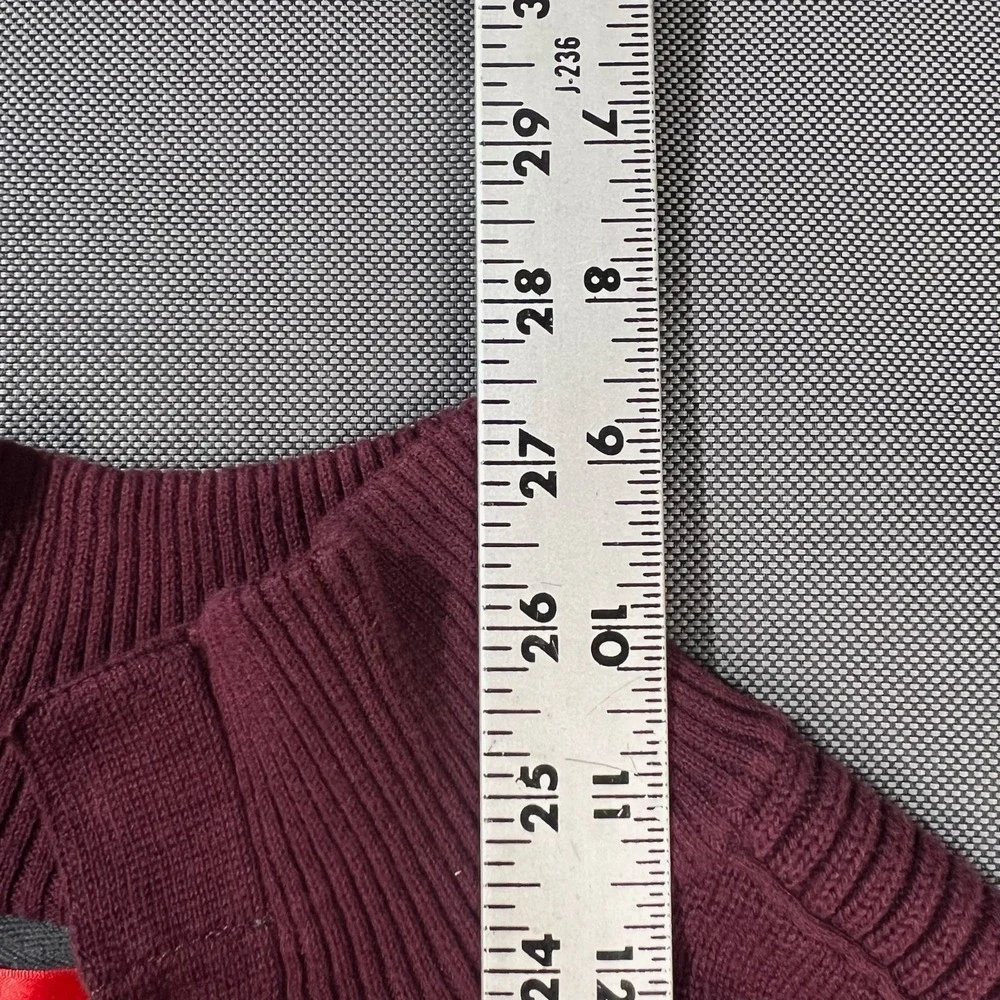 IZOD Y2K Quarter Snap Sweater Mens M Burgundy Maroon 100% Cotton Pullover